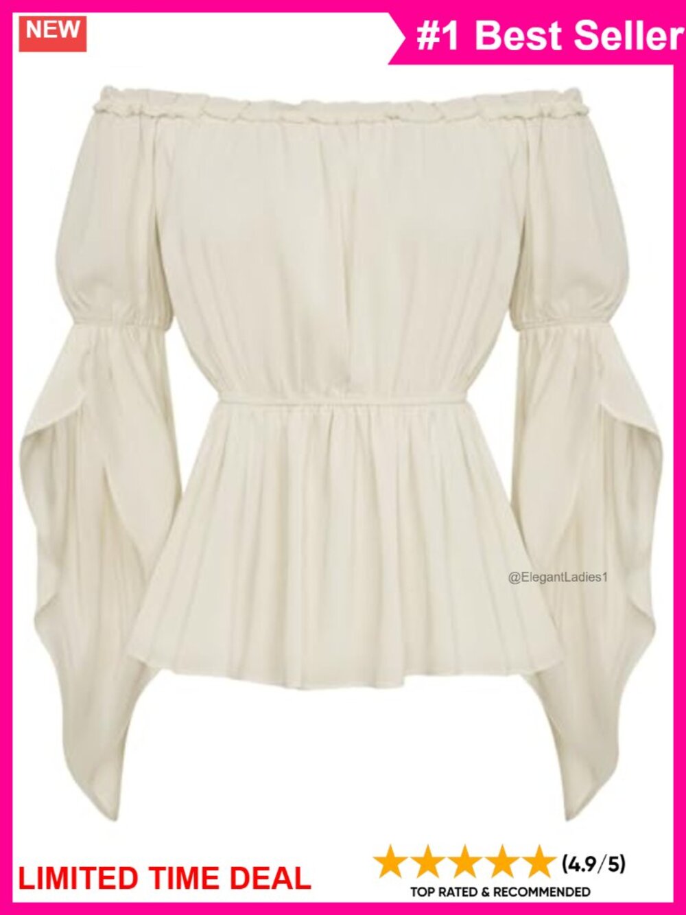 Renaissance Peasant Blouse Off Shoulder Split Sleeve Chiffon Top